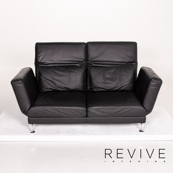 Brühl Moule Leder Sofa Schwarz Schlafsofa Relaxfunktion Funktion Schlaffunktion #14216