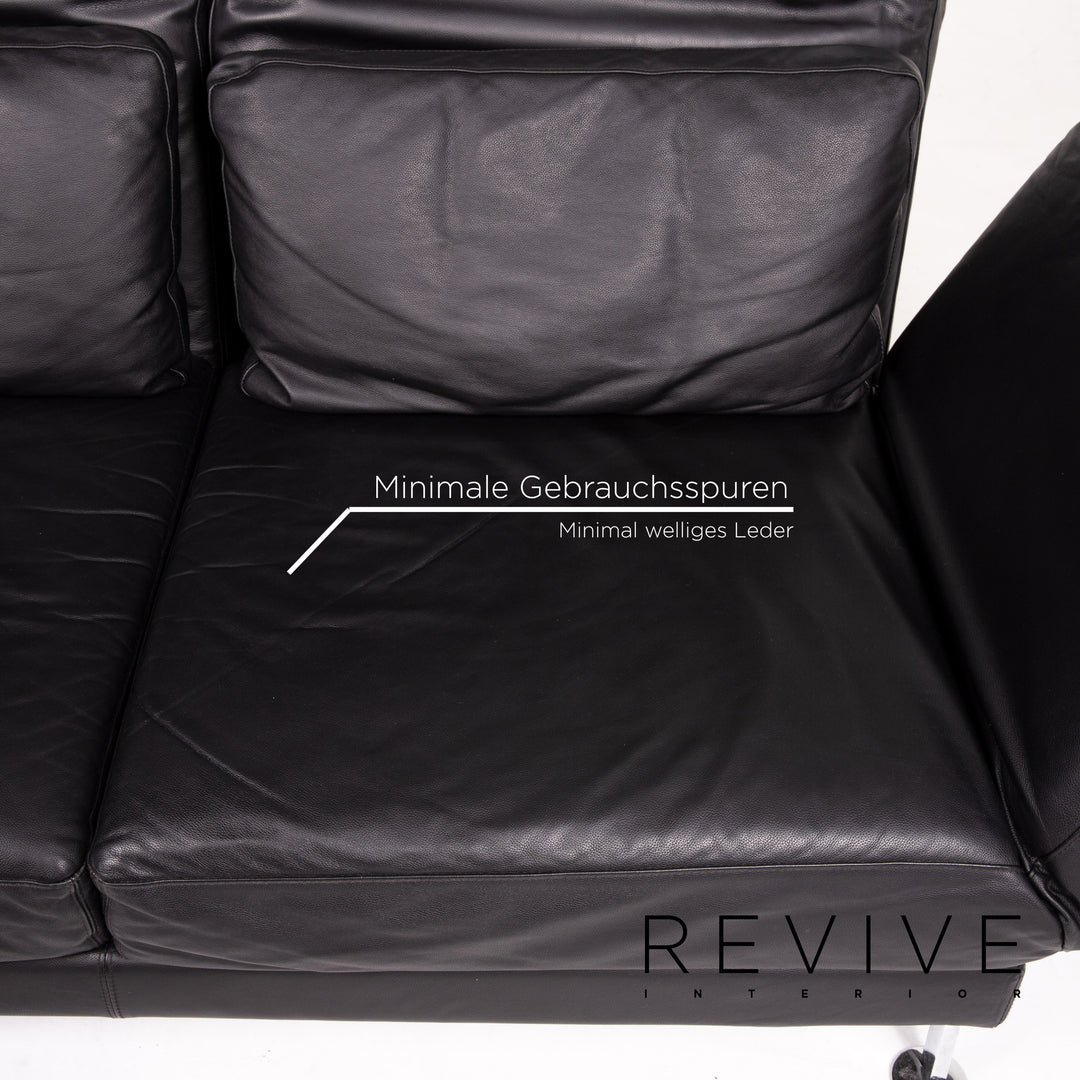 Brühl Moule Leder Sofa Schwarz Schlafsofa Relaxfunktion Funktion Schlaffunktion #14216