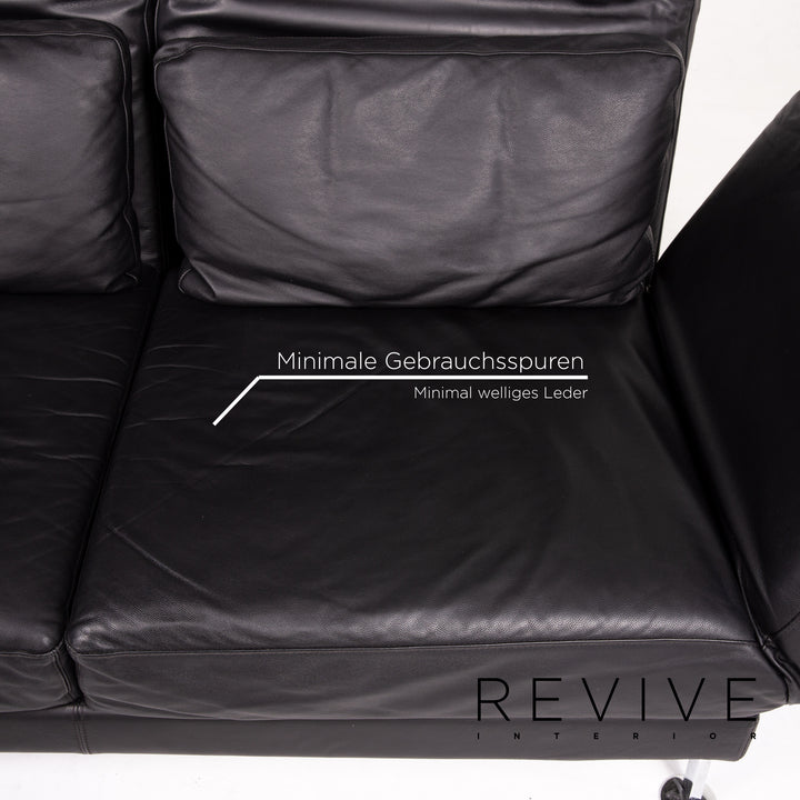 Brühl Moule Leder Sofa Schwarz Schlafsofa Relaxfunktion Funktion Schlaffunktion #14216