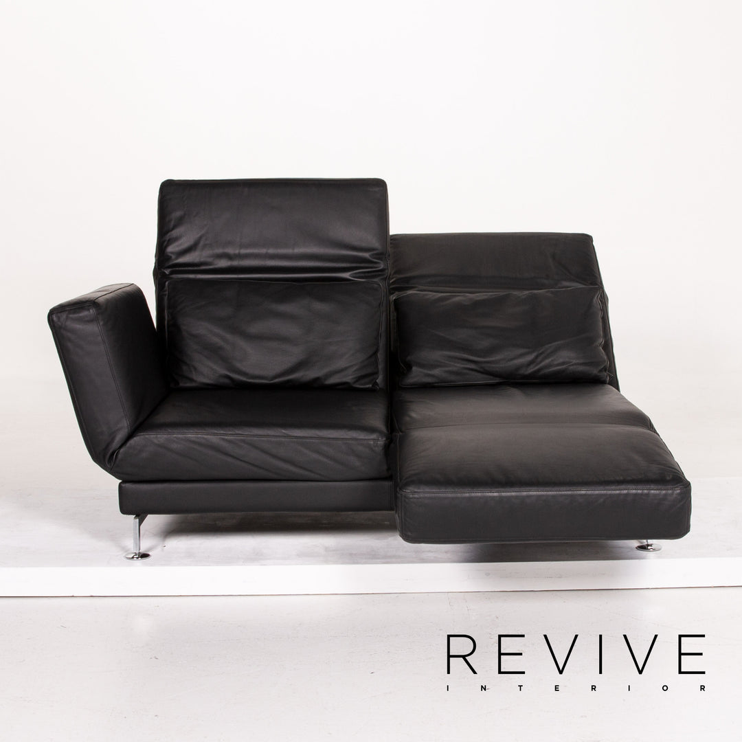Brühl Moule Leder Sofa Schwarz Schlafsofa Relaxfunktion Funktion Schlaffunktion #14216