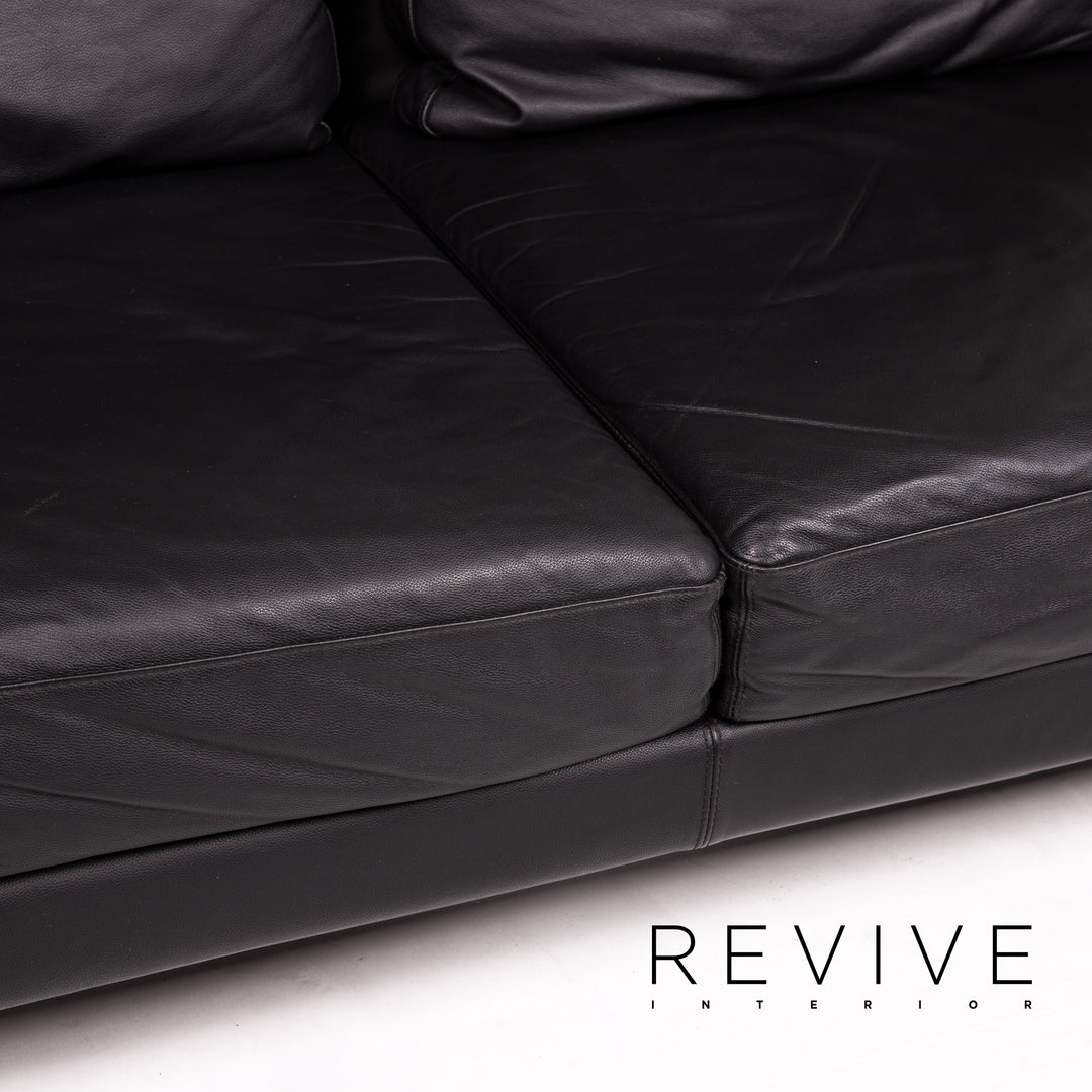 Brühl Moule Leder Sofa Schwarz Schlafsofa Relaxfunktion Funktion Schlaffunktion #14216