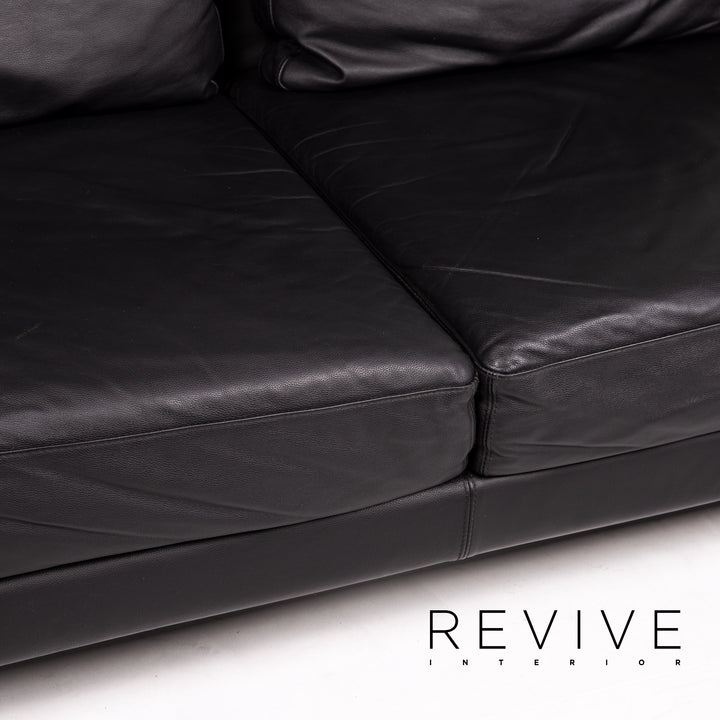 Brühl Moule Leder Sofa Schwarz Schlafsofa Relaxfunktion Funktion Schlaffunktion #14216