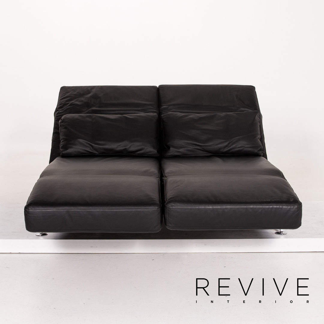 Brühl Moule Leder Sofa Schwarz Schlafsofa Relaxfunktion Funktion Schlaffunktion #14216