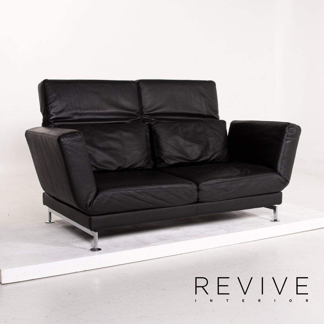 Brühl Moule Leder Sofa Schwarz Schlafsofa Relaxfunktion Funktion Schlaffunktion #14216