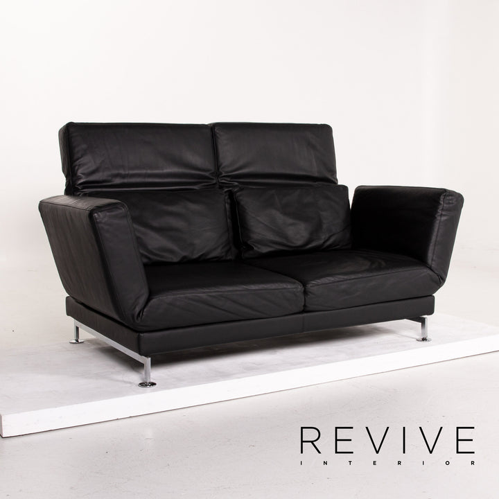 Brühl Moule Leder Sofa Schwarz Schlafsofa Relaxfunktion Funktion Schlaffunktion #14216