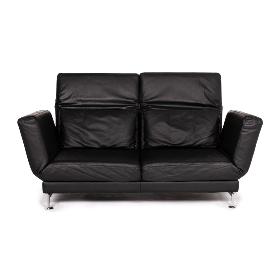 Brühl Moule Leder Sofa Schwarz Schlafsofa Relaxfunktion Funktion Schlaffunktion #14216