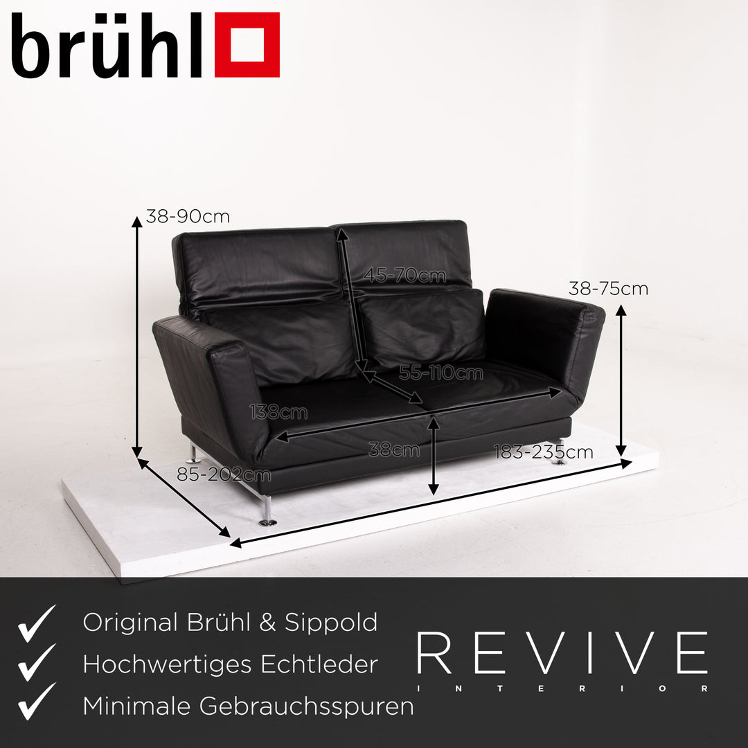 Brühl Moule Leder Sofa Schwarz Schlafsofa Relaxfunktion Funktion Schlaffunktion #14216