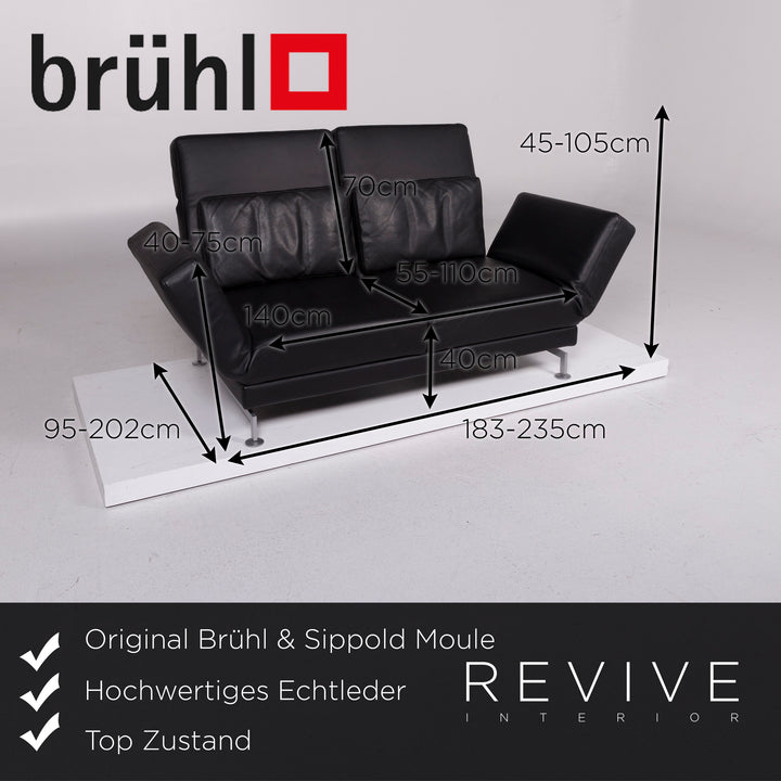 Brühl Moule Leder Sofa Schwarz Zweisitzer #11126