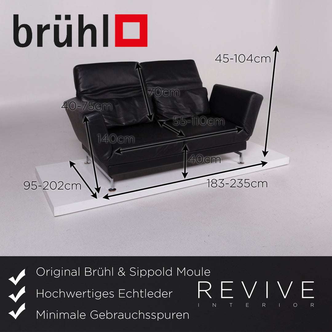 Brühl Moule Leder Sofa Schwarz Zweisitzer