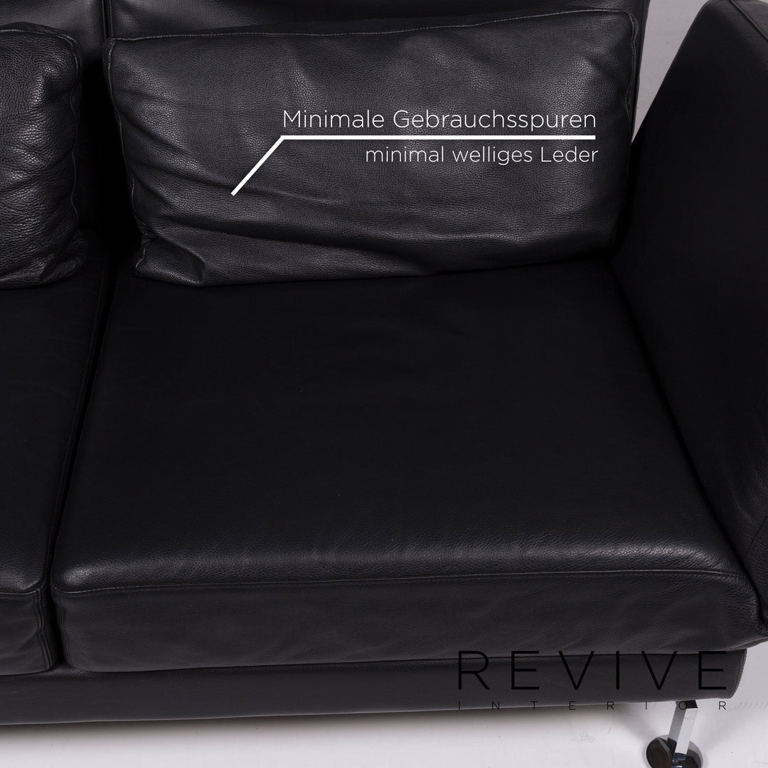 Brühl Moule Leder Sofa Schwarz Zweisitzer