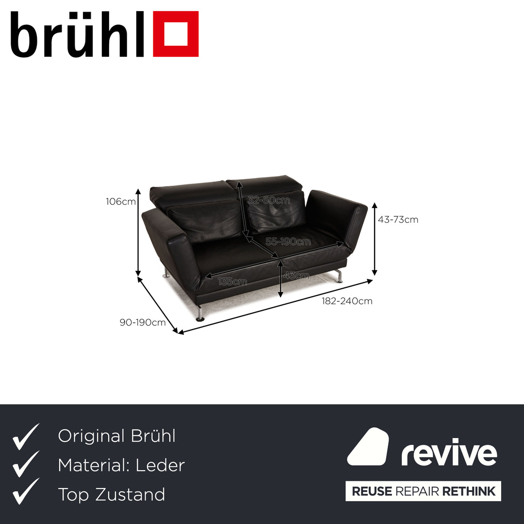 Brühl Moule Leder Sofa Schwarz Zweisitzer Couch Funktion