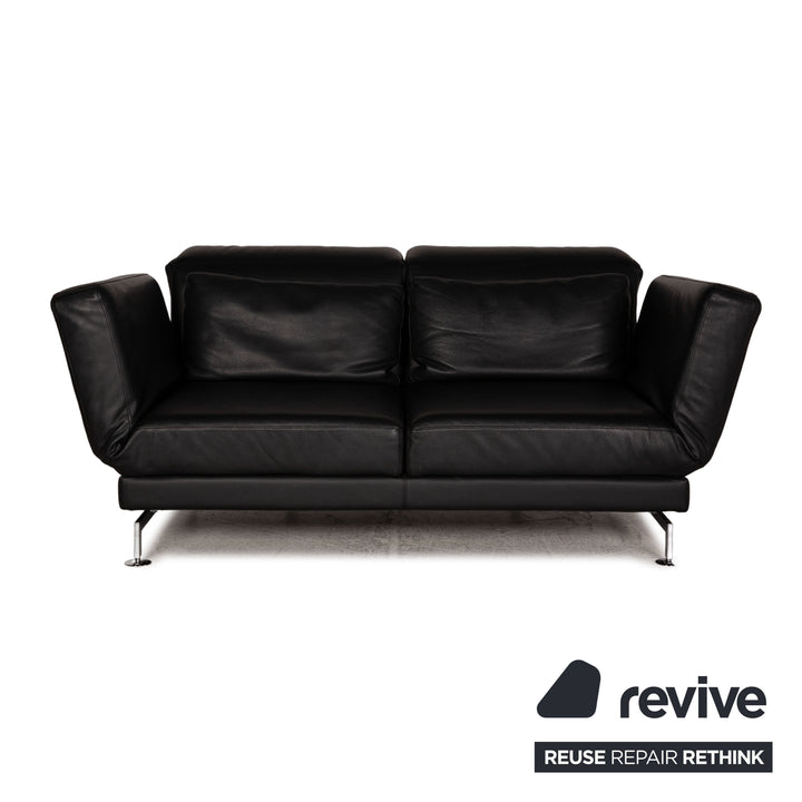 Brühl Moule Leder Sofa Schwarz Zweisitzer Couch Funktion Schlaffunktion