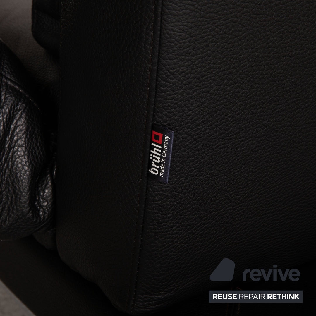 Brühl Moule Leder Sofa Schwarz Zweisitzer Couch Funktion Schlaffunktion