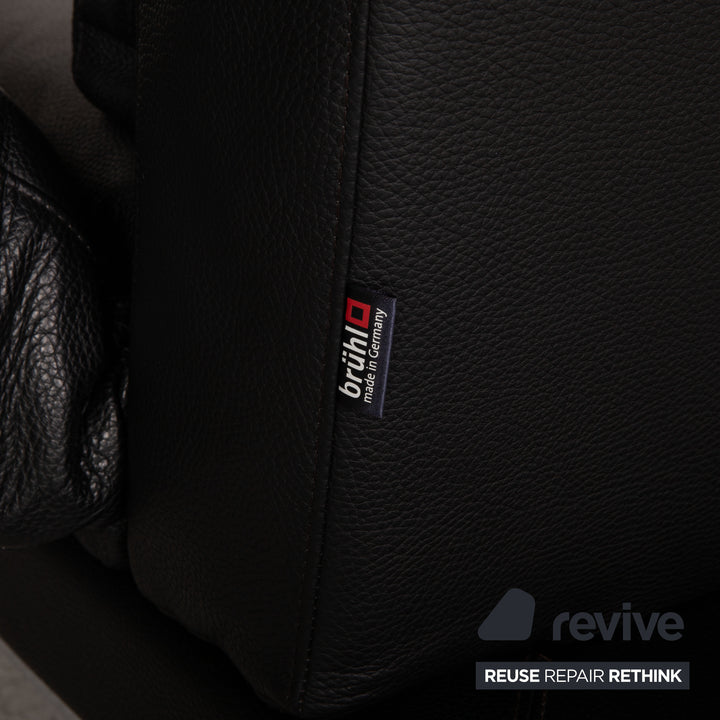 Brühl Moule Leder Sofa Schwarz Zweisitzer Couch Funktion Schlaffunktion