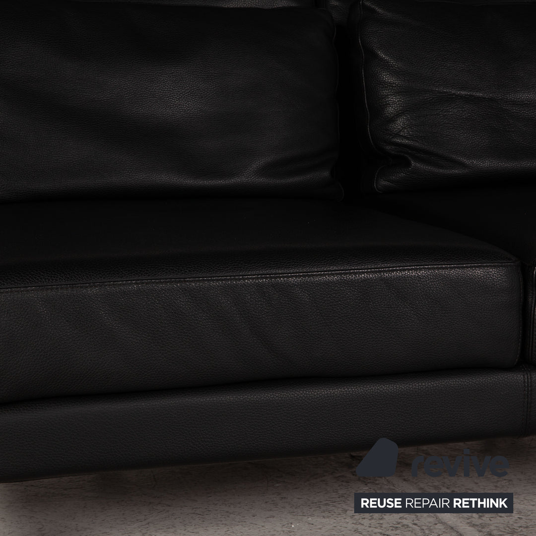 Brühl Moule Leder Sofa Schwarz Zweisitzer Couch Funktion Schlaffunktion