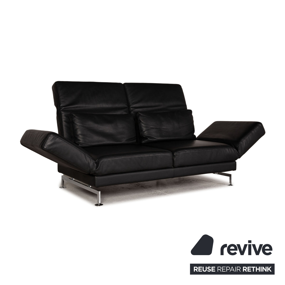 Brühl Moule Leder Sofa Schwarz Zweisitzer Couch Funktion Schlaffunktion