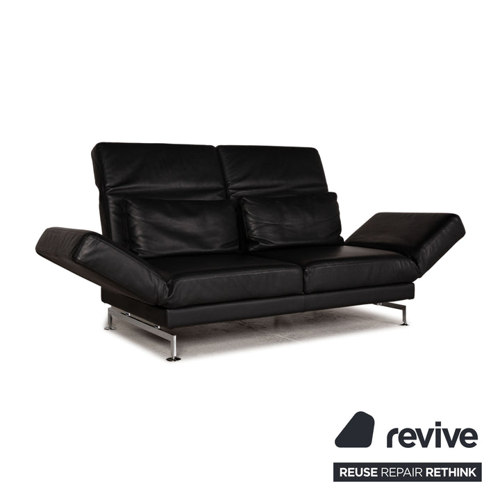 Brühl Moule Leder Sofa Schwarz Zweisitzer Couch Funktion Schlaffunktion
