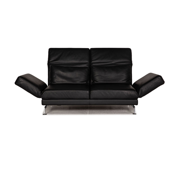 Brühl Moule Leder Sofa Schwarz Zweisitzer Couch Funktion Schlaffunktion