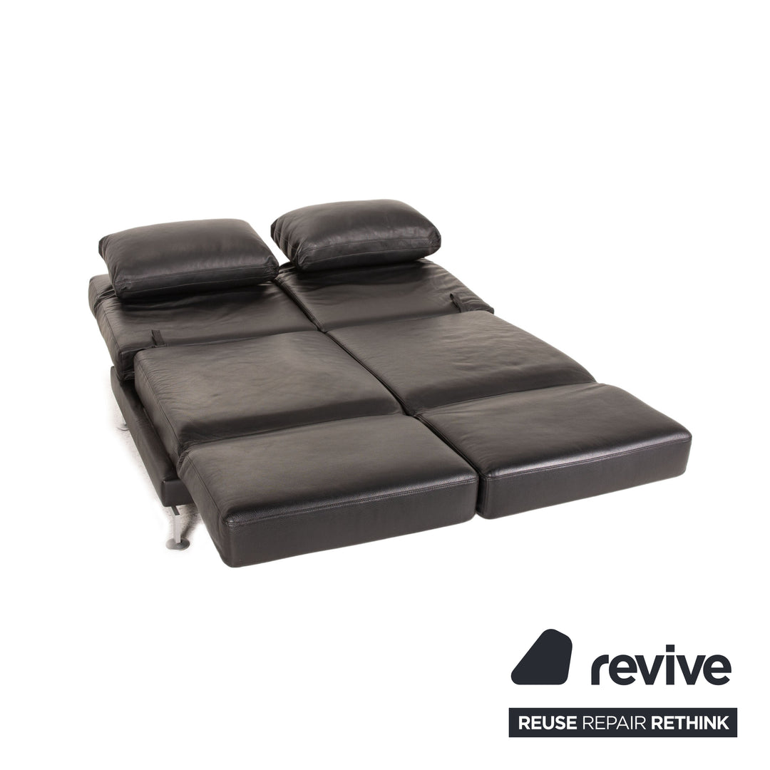 Brühl Moule Leder Sofa Schwarz Zweisitzer Couch Funktion Schlaffunktion