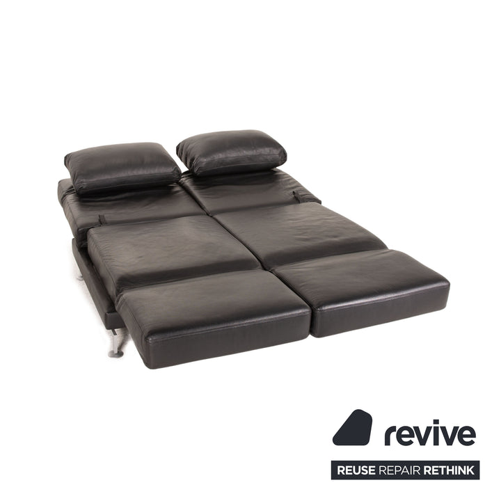 Brühl Moule Leder Sofa Schwarz Zweisitzer Couch Funktion Schlaffunktion