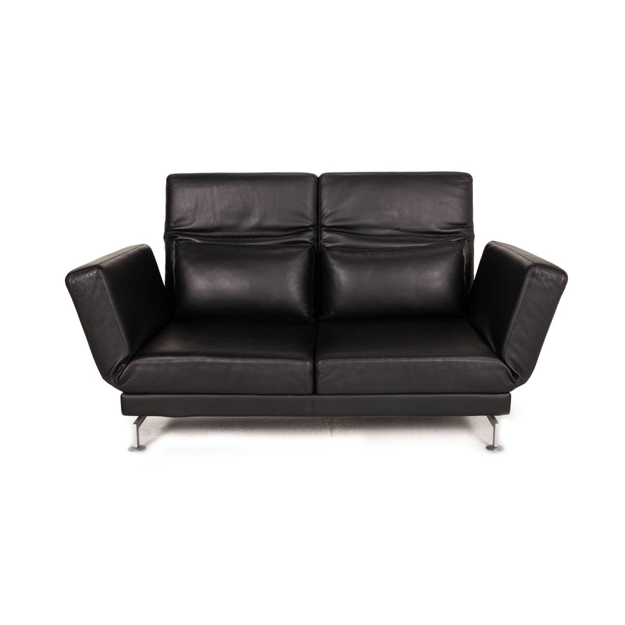 Brühl Moule Leder Sofa Schwarz Zweisitzer Couch Funktion Schlaffunktion