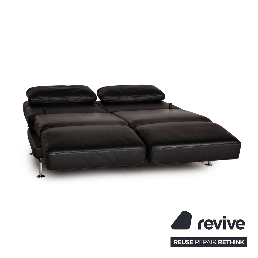 Brühl Moule Leder Sofa Schwarz Zweisitzer Couch Funktion Schlaffunktion