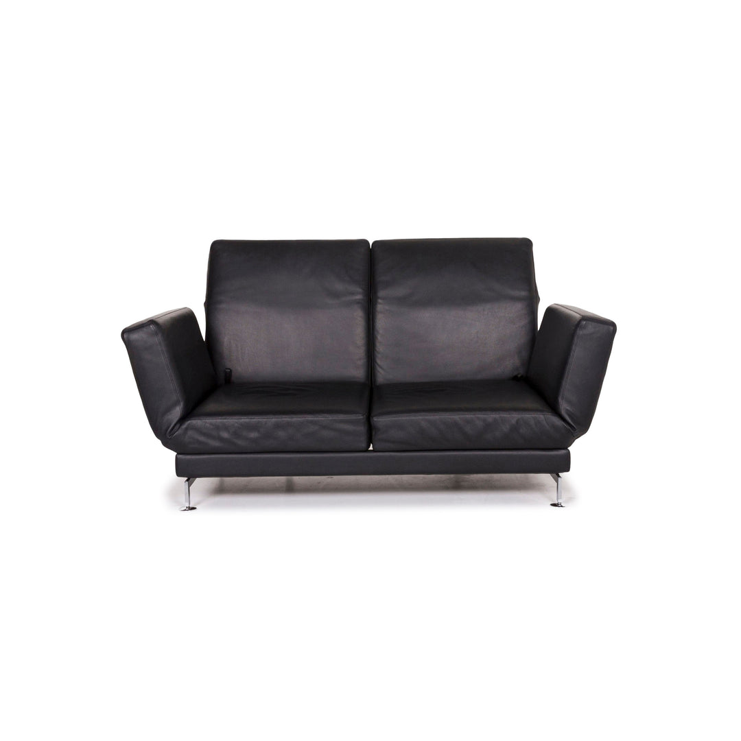 Brühl Moule Leder Sofa Schwarz Zweisitzer Funktion Relaxfunktion Couch #12308