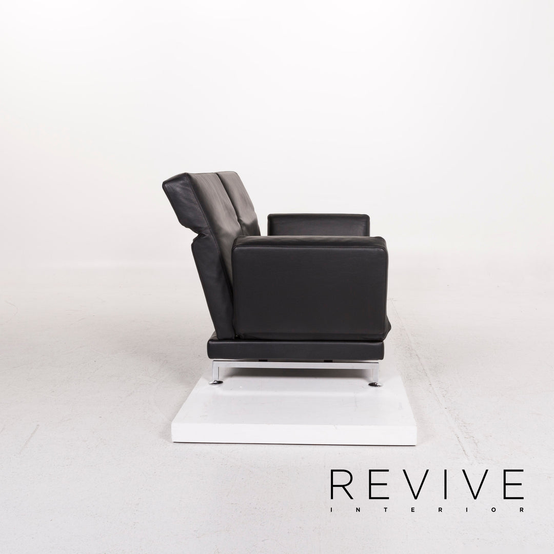 Brühl Moule Leder Sofa Schwarz Zweisitzer Funktion Relaxfunktion Couch #12308