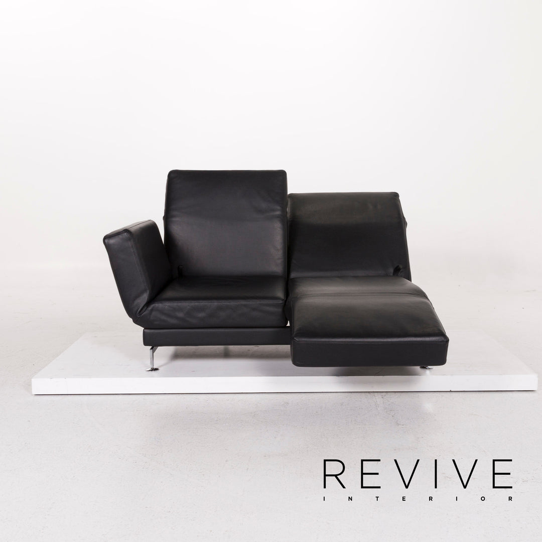 Brühl Moule Leder Sofa Schwarz Zweisitzer Funktion Relaxfunktion Couch #12308