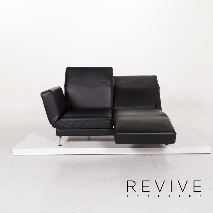 Brühl Moule Leder Sofa Schwarz Zweisitzer Funktion Relaxfunktion Couch #12308