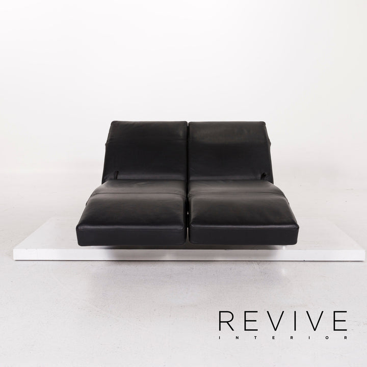 Brühl Moule Leder Sofa Schwarz Zweisitzer Funktion Relaxfunktion Couch #12308