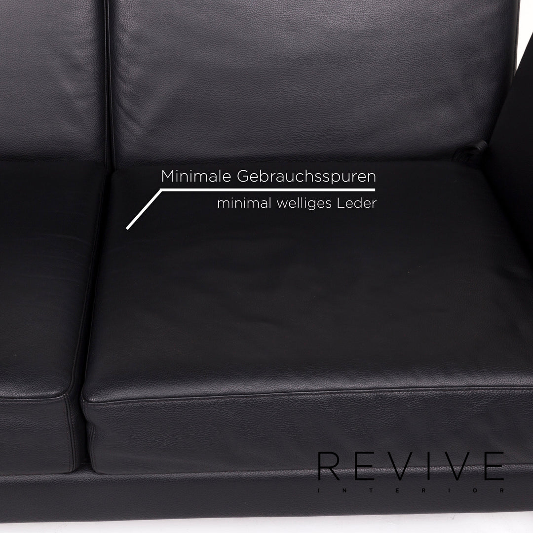 Brühl Moule Leder Sofa Schwarz Zweisitzer Funktion Relaxfunktion Couch #12308