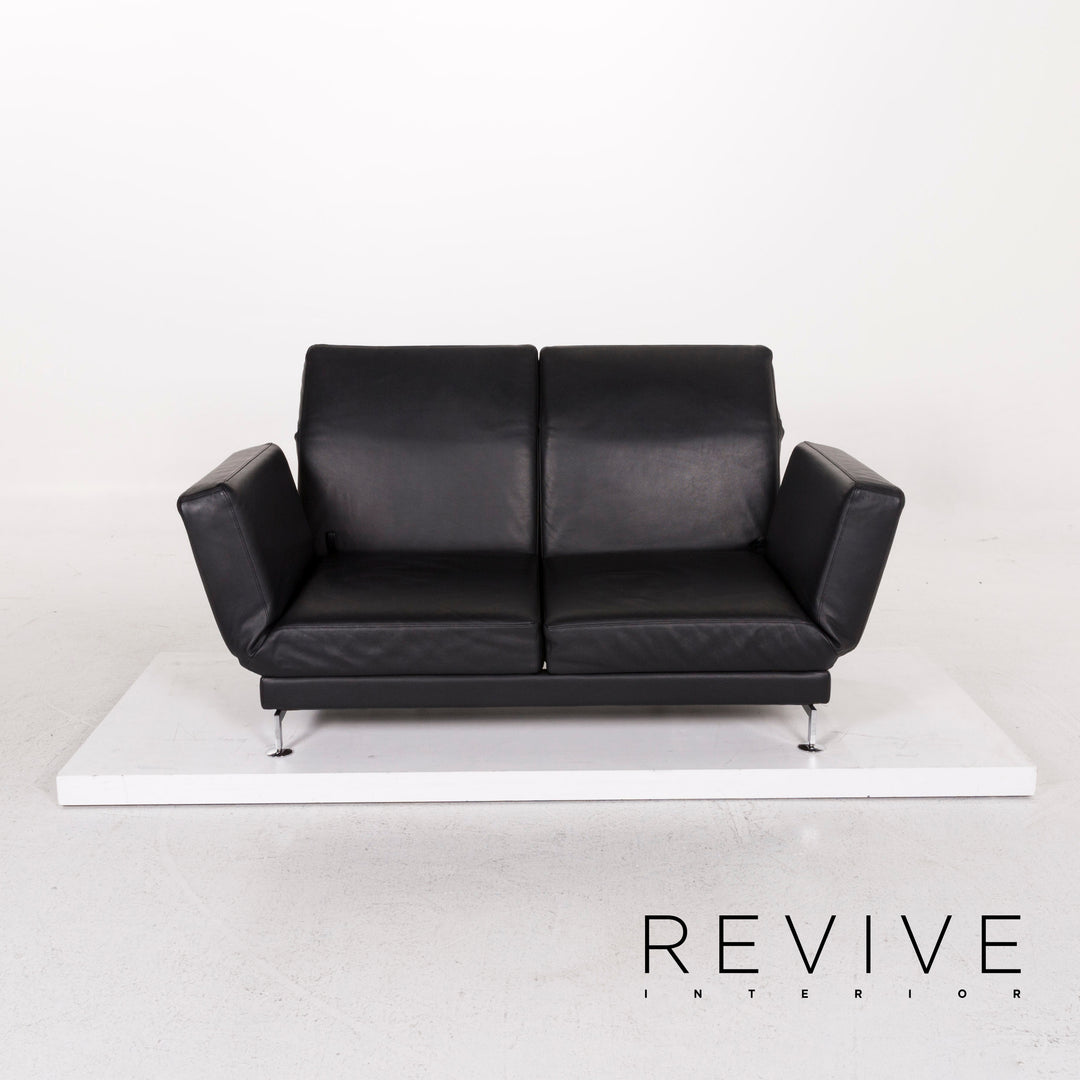 Brühl Moule Leder Sofa Schwarz Zweisitzer Funktion Relaxfunktion Couch #12308
