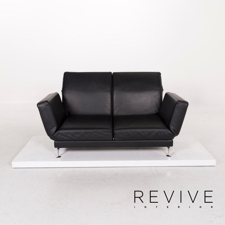 Brühl Moule Leder Sofa Schwarz Zweisitzer Funktion Relaxfunktion Couch #12308