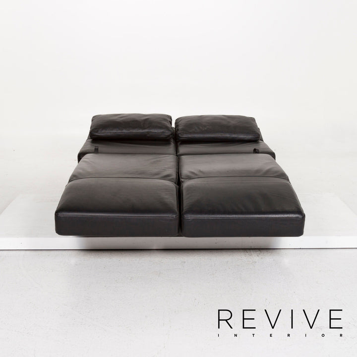 Brühl Moule Leder Sofa Schwarz Zweisitzer Funktion Schlaffunktion Relaxfunktion Schlafsofa Couch #12537
