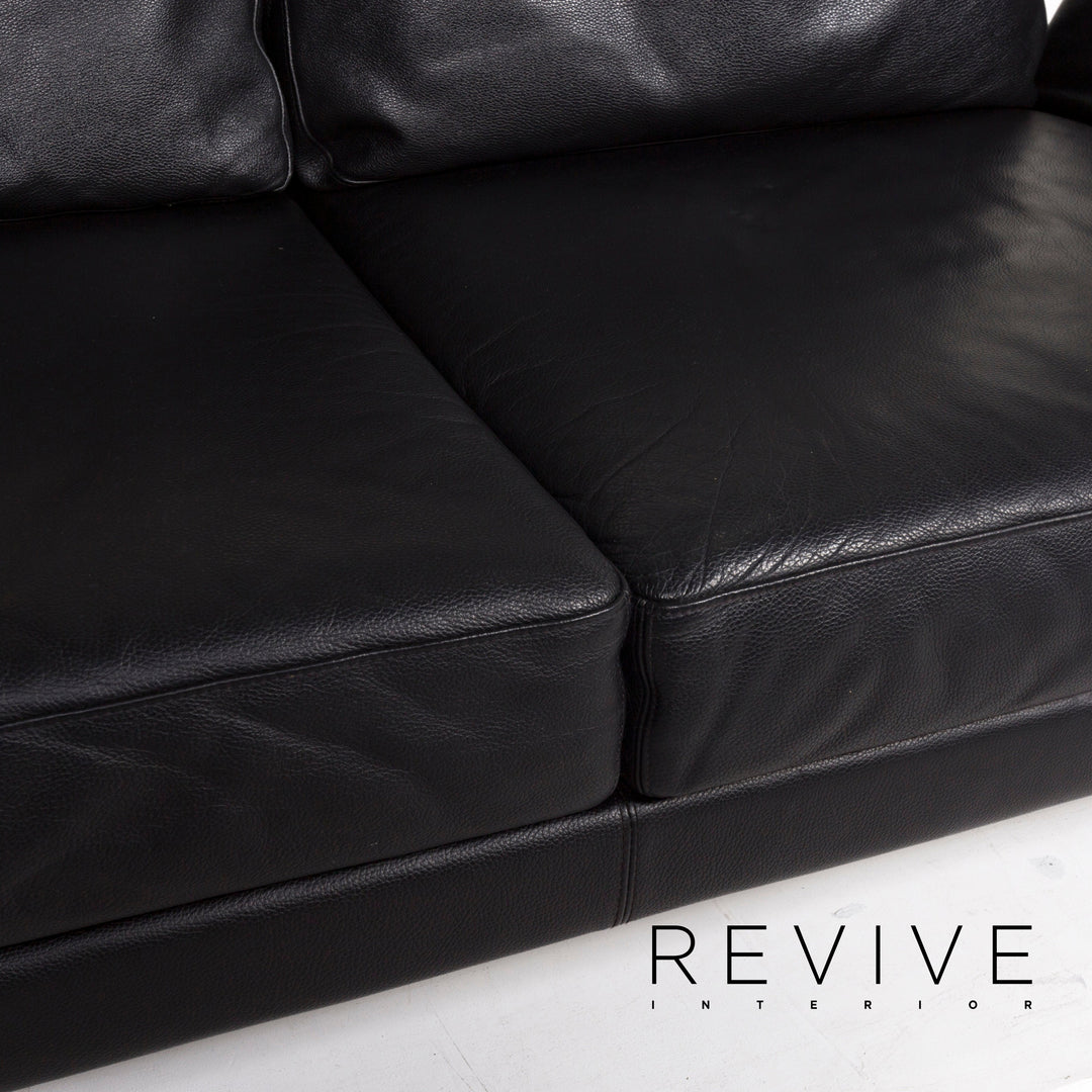 Brühl Moule Leder Sofa Schwarz Zweisitzer Funktion Schlaffunktion Relaxfunktion Schlafsofa Couch #12537