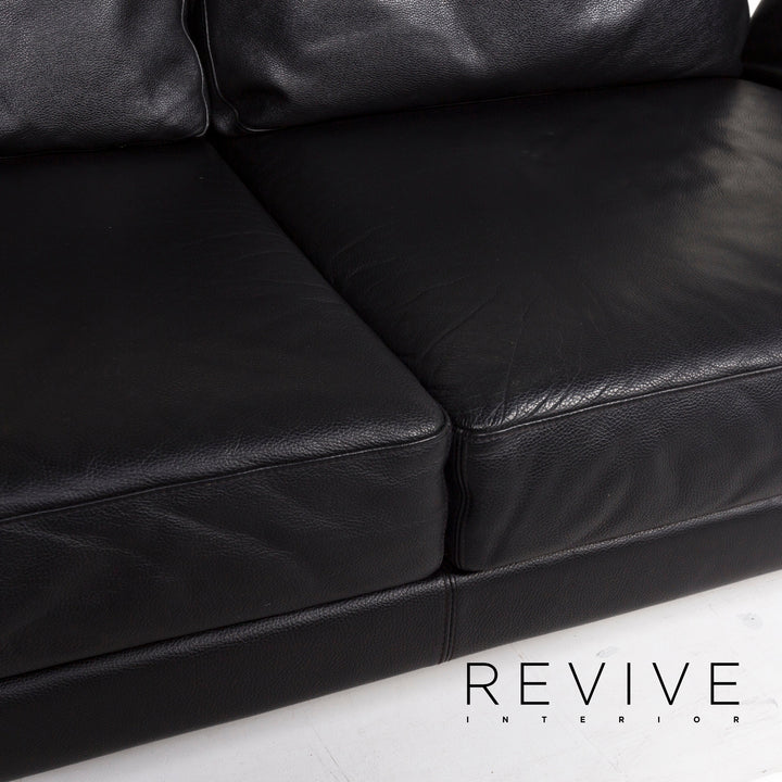 Brühl Moule Leder Sofa Schwarz Zweisitzer Funktion Schlaffunktion Relaxfunktion Schlafsofa Couch #12537