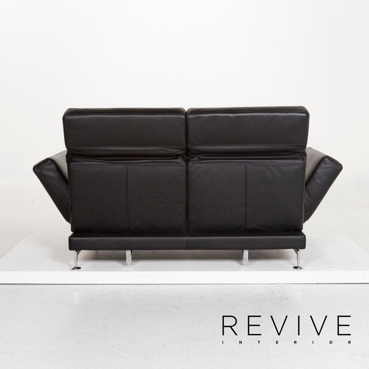 Brühl Moule Leder Sofa Schwarz Zweisitzer Funktion Schlaffunktion Relaxfunktion Schlafsofa Couch #12537