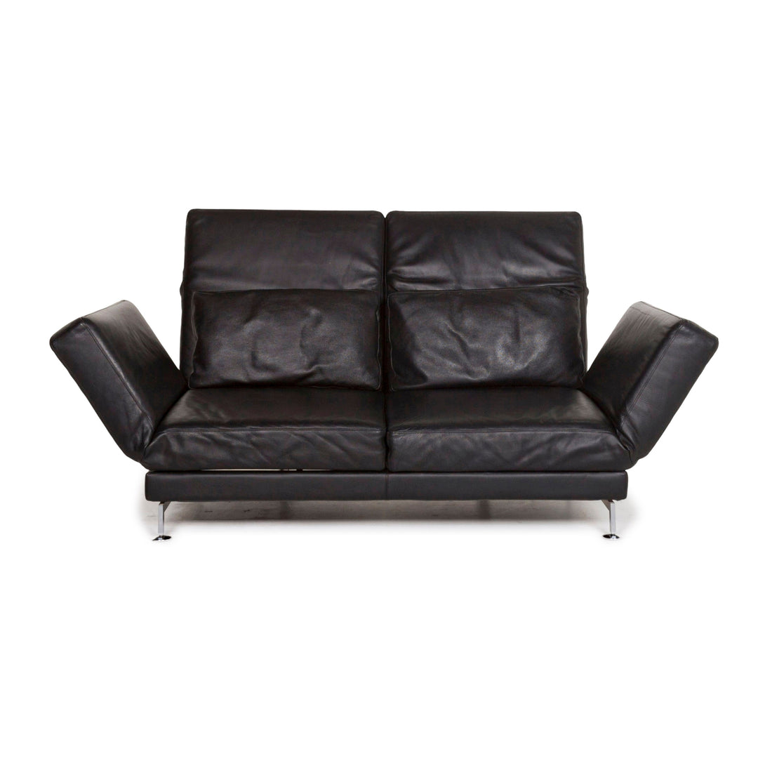 Brühl Moule Leder Sofa Schwarz Zweisitzer Funktion Schlaffunktion Relaxfunktion Schlafsofa Couch #12537