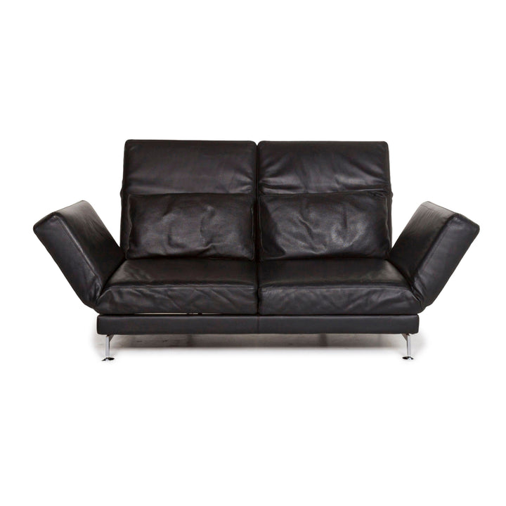Brühl Moule Leder Sofa Schwarz Zweisitzer Funktion Schlaffunktion Relaxfunktion Schlafsofa Couch #12537