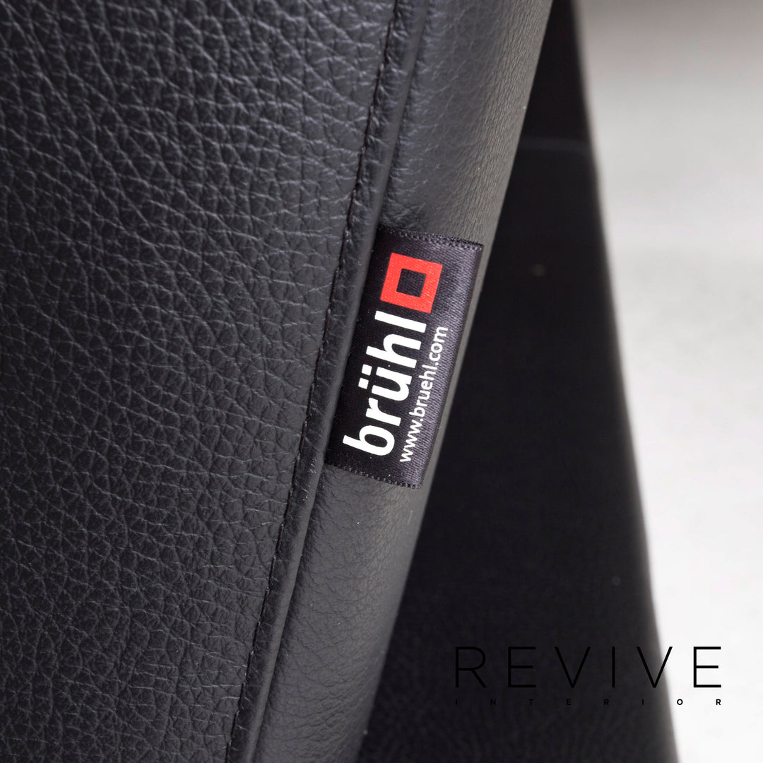 Brühl Moule Leder Sofa Schwarz Zweisitzer Funktion Schlaffunktion Relaxfunktion Schlafsofa Couch #12537