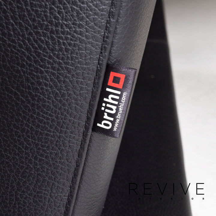 Brühl Moule Leder Sofa Schwarz Zweisitzer Funktion Schlaffunktion Relaxfunktion Schlafsofa Couch #12537