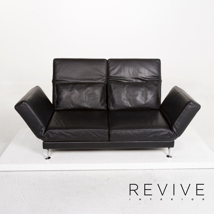 Brühl Moule Leder Sofa Schwarz Zweisitzer Funktion Schlaffunktion Relaxfunktion Schlafsofa Couch #12537