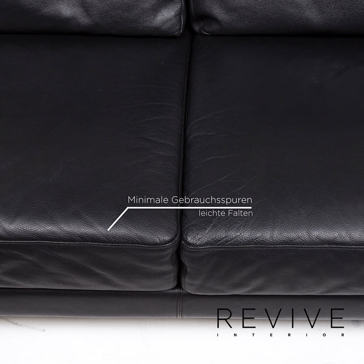 Brühl Moule Leder Sofa Schwarz Zweisitzer Funktion Schlaffunktion Relaxfunktion Schlafsofa Couch #12537