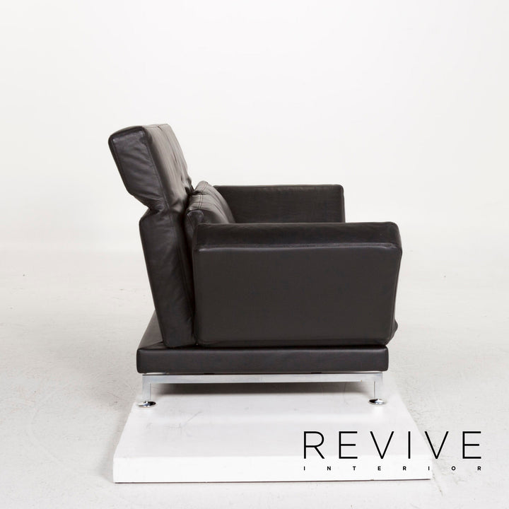 Brühl Moule Leder Sofa Schwarz Zweisitzer Funktion Schlaffunktion Relaxfunktion Schlafsofa Couch #12537