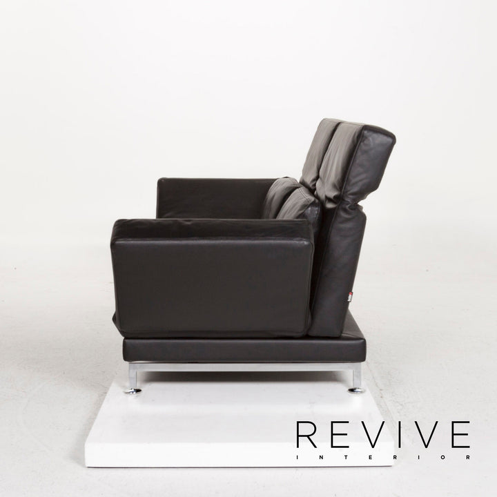 Brühl Moule Leder Sofa Schwarz Zweisitzer Funktion Schlaffunktion Relaxfunktion Schlafsofa Couch #12537