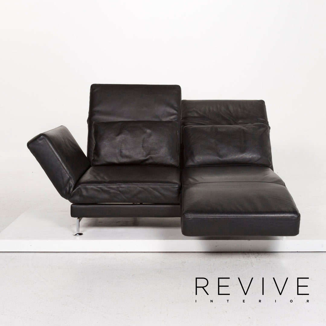 Brühl Moule Leder Sofa Schwarz Zweisitzer Funktion Schlaffunktion Relaxfunktion Schlafsofa Couch #12537