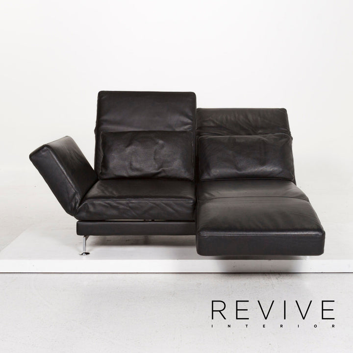 Brühl Moule Leder Sofa Schwarz Zweisitzer Funktion Schlaffunktion Relaxfunktion Schlafsofa Couch #12537