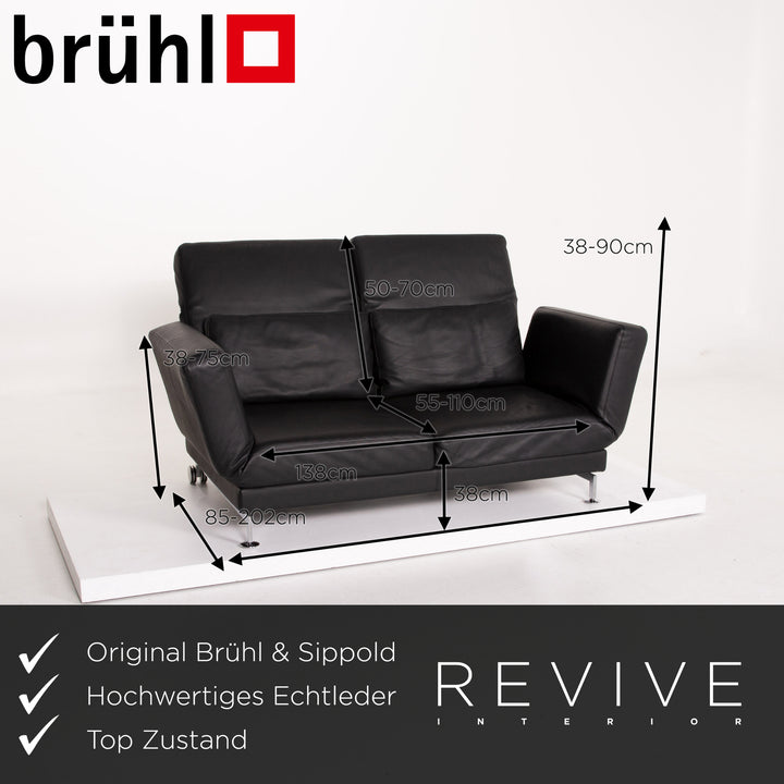 Brühl Moule Leder Sofa Schwarz Zweisitzer Liegefunktion #14277