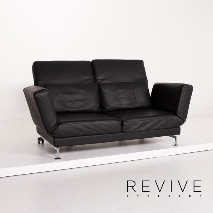Brühl Moule Leder Sofa Schwarz Zweisitzer Liegefunktion #14277